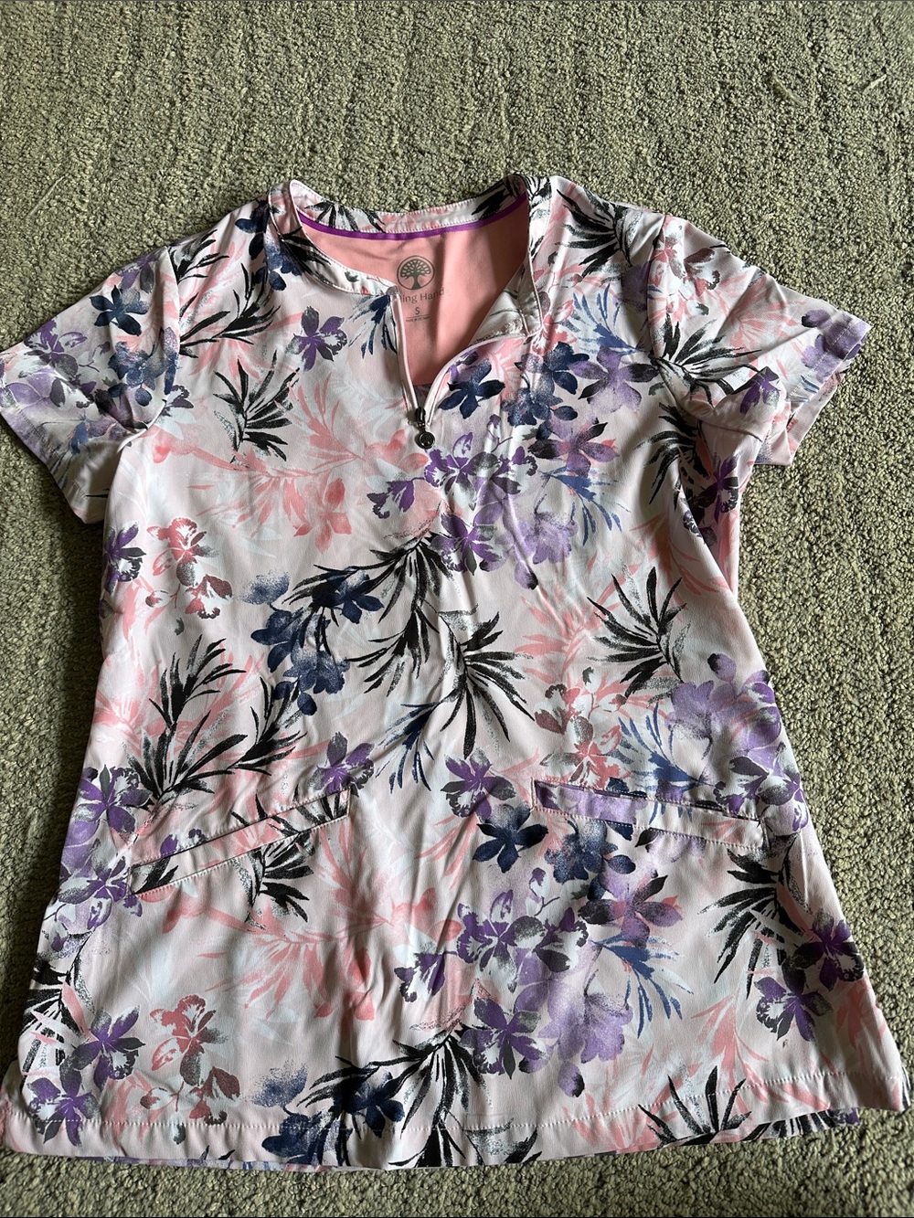 Healing Hands floral scrub top